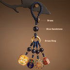 Fortune Jewel Nothing to Be Superstitious Dancing Lion Copper Wealth Key Chain