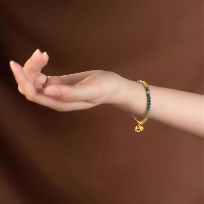 Natural Tourmaline Gradient Colorful Bracelet for Women