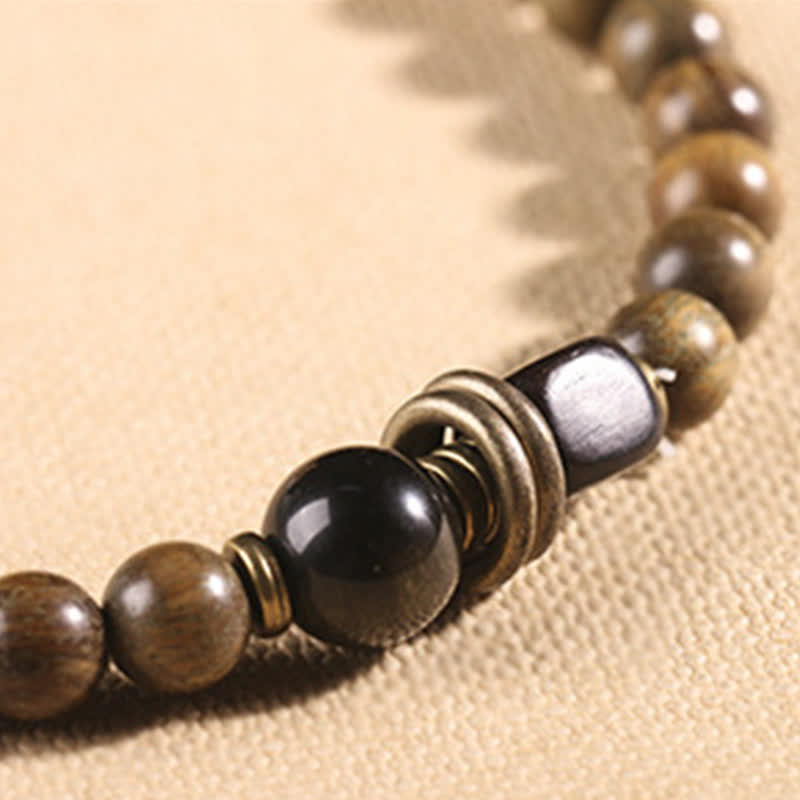 Fortune Jewel Tibetan Green Sandalwood Crystal Soothing Peace Bracelet