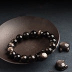 Fortune Jewel Gold Sheen Obsidian Silver Sheen Obsidian Lovely Paw Lucky Cat Protection Bracelet