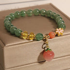 Fortune Jewel Natural Green Strawberry Quartz Love Peach Charm Bracelet