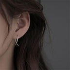 Fortune Jewel Geometric Cross Design Luck Hoop Earrings