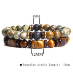 Fortune Jewel 2PCS Healing Crystal Emperor Stone Tiger Eye Bead Bracelet