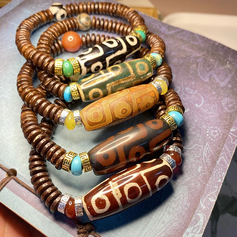 Fortune Jewel Tibetan Nine-Eye Dzi Bead Wealth Bracelet