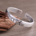 Fortune Jewel 999 Sterling Silver Buddha Head Heart Sutra Serenity Bracelet Bangle
