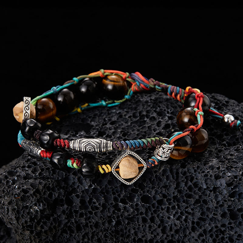 Fortune Jewel 925 Sterling Silver Tiger's Eye Bodhi Seed Handmade Courage Bracelet