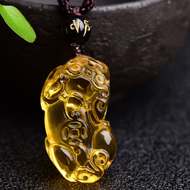 Fortune Jewel FengShui Citrine PiXiu Wealth Necklace Pendant