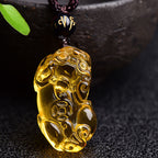 Fortune Jewel FengShui Citrine PiXiu Wealth Necklace Pendant