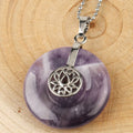 Fortune Jewel Various Crystal Amethyst Pink Crystal Lotus Healing Necklace Pendant