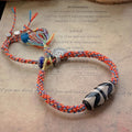 Fortune Jewel Tibetan 925 Sterling Silver Om Mani Padme Hum Handmade Dzi Bead Protection Braid Bracelet