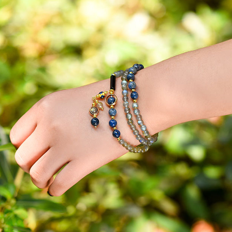 Fortune Jewel Moonstone Lazurite Calm Healing Positive Bracelet