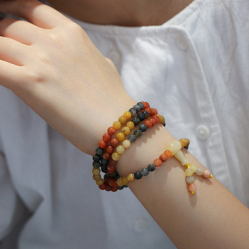 Fortune Jewel 108 Beads Natural Red Agate Mala Protection Bracelet