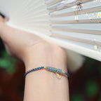 Fortune Jewel 925 Sterling Silver Natural Jade Gourd Rutilated Quartz Fu Character Luck Braid Bracelet