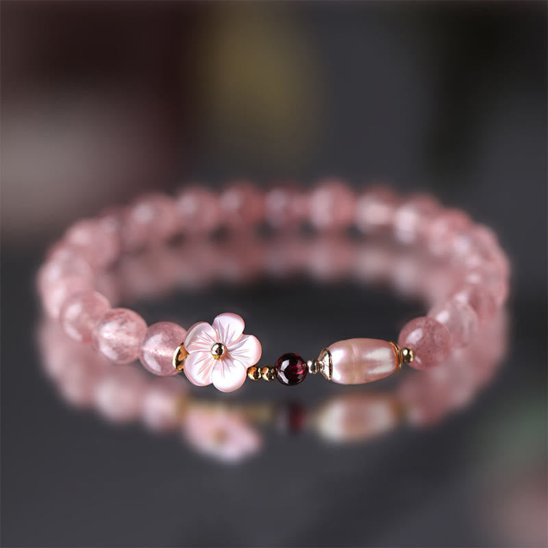 Fortune Jewel Strawberry Quartz Peach Blossom Love Bracelet
