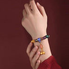 Fortune Jewel Tibetan Colorful Incense Ash Liuli Glass Bead Om Mani Padme Hum Dorje Vajra 18 Beads Wrist Mala