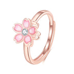 Fortune Jewel 925 Sterling Silver Cherry Blossom Blessing Chain Bracelet Rotatable Ring