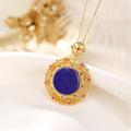 Fortune Jewel 925 Sterling Silver Plated Gold Lazurite Positive Necklace Pendant