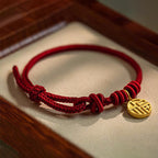 Fortune Jewel Handmade Eight Thread Peace Knot Fu Character Charm Luck Happiness Red Rope Bracelet