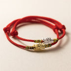 Fortune Jewel 925 Sterling Silver Year of the Dragon Luck Strength Red Rope Bracelet