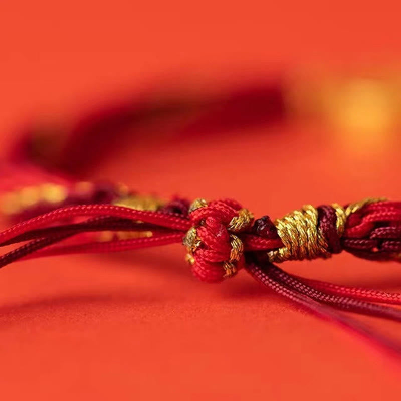 Fortune Jewel Five Directions Gods of Wealth Handmade Reincarnation Knot Protection String Braid Bracelet