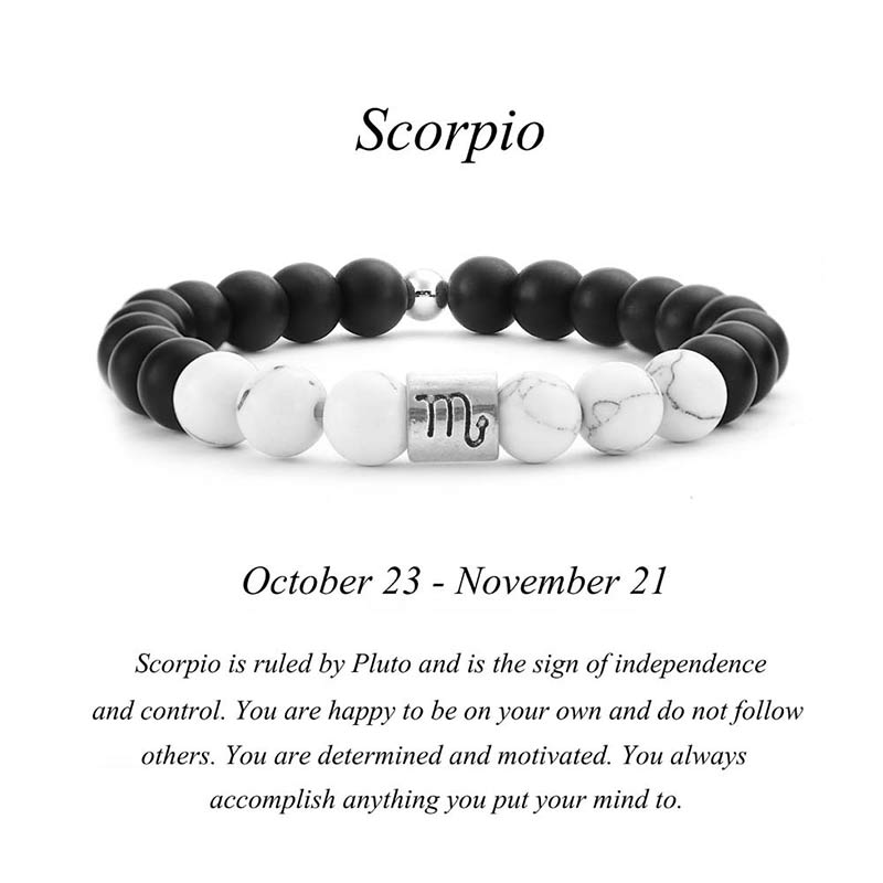 Fortune Jewel 12 Constellations of the Zodiac Natural Frosted Stone White Turquoise Bead Fortune Bracelet