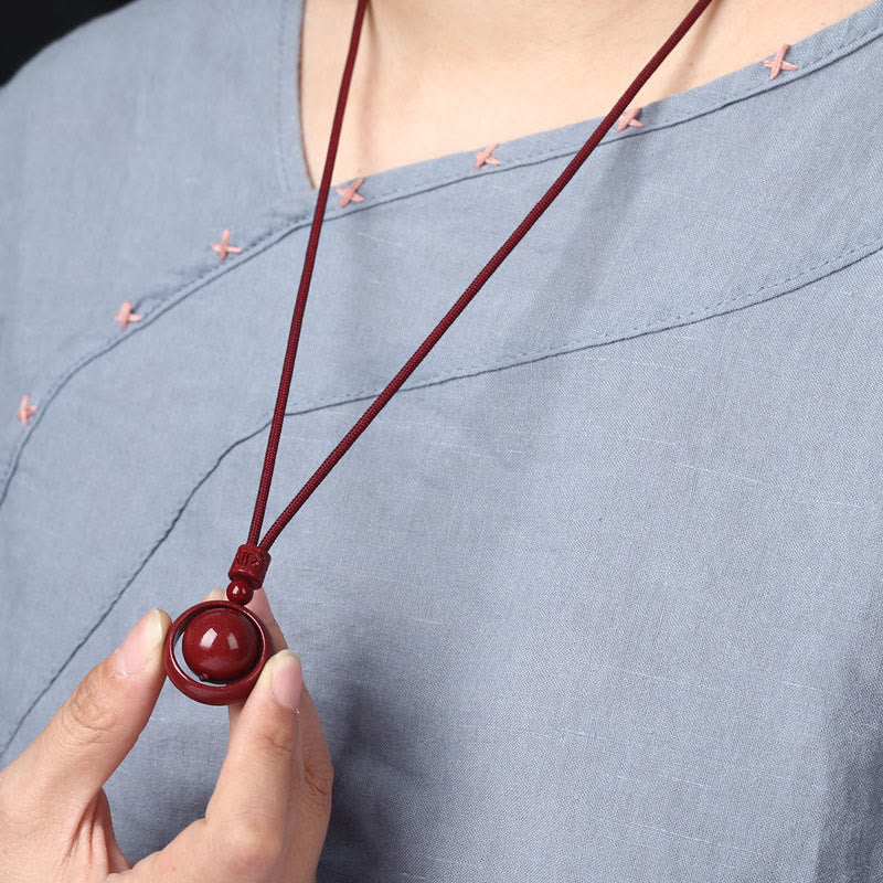 Fortune Jewel Cinnabar Om Mani Padme Hum PiXiu Blessing Lucky Bead Necklace Pendant