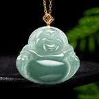 Fortune Jewel Laughing Buddha Natural Jade Prosperity Abundance Necklace Pendant Fortune Jewel