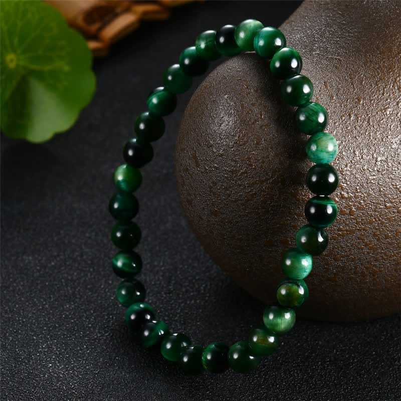 Fortune Jewel Natural Green Tiger Eye Strength Bracelet