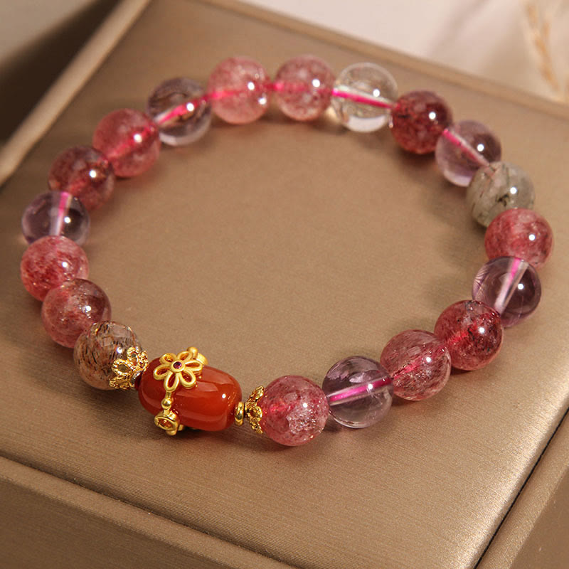 Fortune Jewel Natural Super Seven Crystal Red Agate Positivity Bracelet