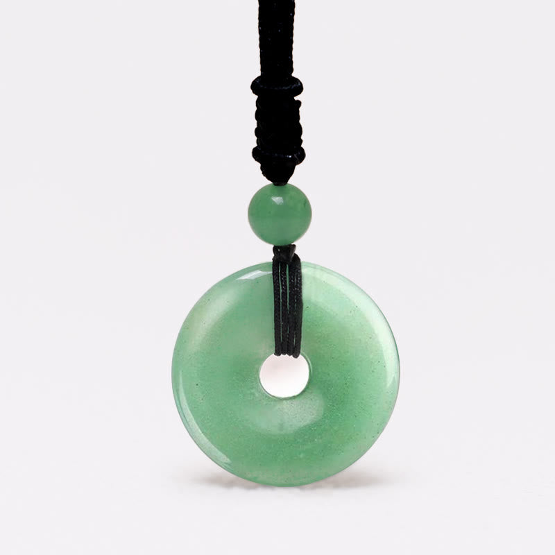 Fortune Jewel Lucky Coin Pendant Healing Crystal Gemstone Necklace