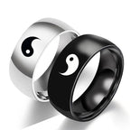 Fortune Jewel Yin Yang Balance Titanium Steel Couple Ring Fortune Jewel