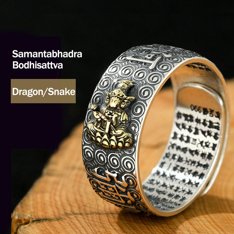 Fortune Jewel Chinese Zodiac Natal Buddha Wealth Luck Adjustable Ring Fortune Jewel