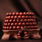 Fortune Jewel Tibetan Small Leaf Red Sandalwood 108 Beads Mala Meditation Bracelet