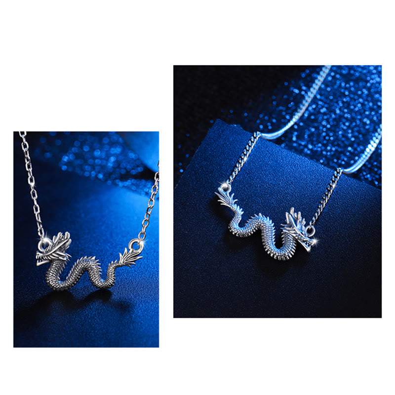 Fortune Jewel 925 Sterling Silver Year Of The Dragon Auspicious Dragon Protection Chain Necklace Pendant