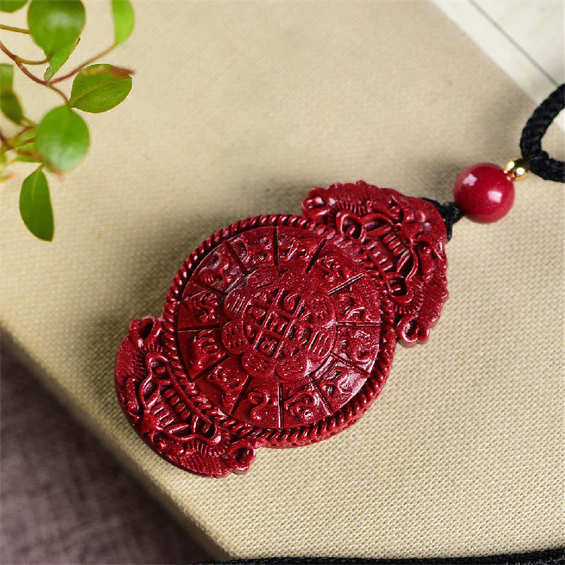 Fortune Jewel Laughing Buddha Yin Yang Chinese Zodiac Gourd Natural Cinnabar Blessing Necklace Pendant