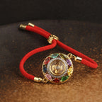 Fortune Jewel Colorful Zircon Copper Wealth Luck Rotation Bracelet Necklace Pendant