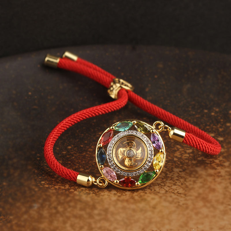 Fortune Jewel Colorful Zircon Copper Wealth Luck Rotation Bracelet Necklace Pendant