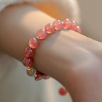 Fortune Jewel Natural Strawberry Quartz Moonstone PiXiu Love Healing Bracelet