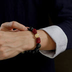 Fortune Jewel Gold Sheen Obsidian PiXiu Cinnabar Om Mani Padme Hum Protection Bracelet