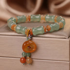 Fortune Jewel Natural Jade Bamboo Flower Pattern Luck Bracelet