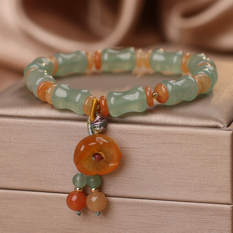 Fortune Jewel Natural Jade Bamboo Flower Pattern Luck Bracelet