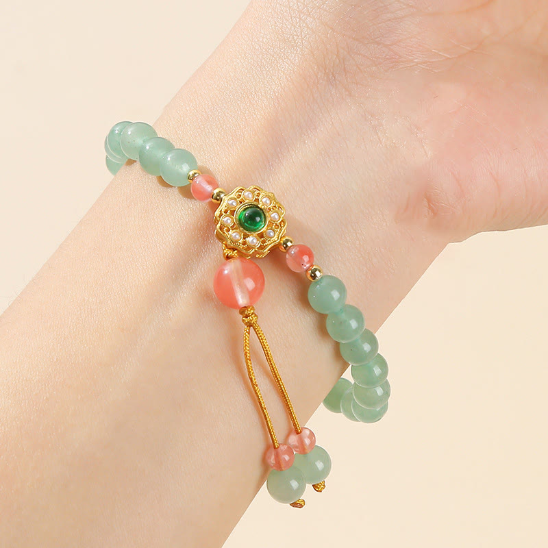 Fortune Jewel Green Aventurine Luck Bead Tassel Bracelet