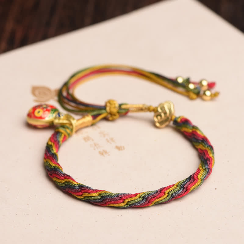 Fortune Jewel Gold Swallowing Beast Family Luck Reincarnation Knot Colorful String Bracelet