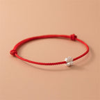 Fortune Jewel 925 Sterling Silver Four Leaf Clover Red Rope Bracelet
