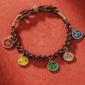 Fortune Jewel Tibetan Five God Of Wealth Thangka Luck Braid String Bracelet