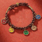 Fortune Jewel Tibetan Five God Of Wealth Thangka Luck Braid String Bracelet