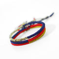 Fortune Jewel Tibet Handmade Multicolor King Kong Knot Faith Protection Braided Two-Color String Bracelet
