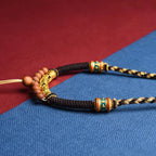 Fortune Jewel Tibetan Handmade King Kong Knot Om Mani Padme Hum Prayer Wheel String Necklace Pendant