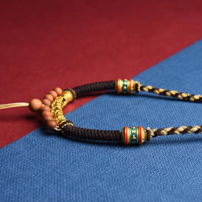 Fortune Jewel Tibetan Handmade King Kong Knot Om Mani Padme Hum Prayer Wheel String Necklace Pendant