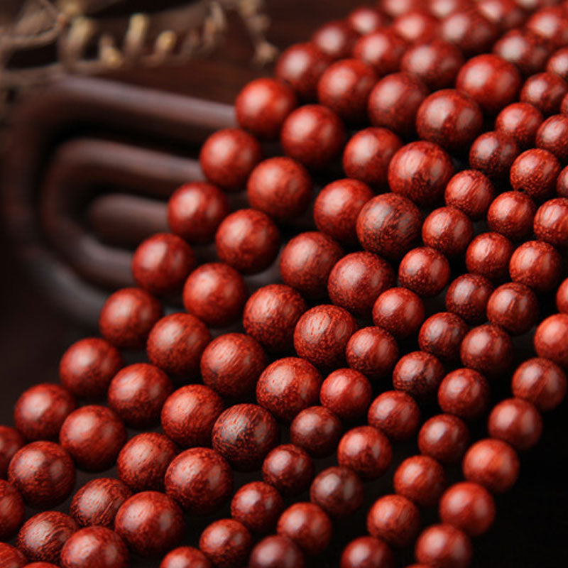 Fortune Jewel Tibetan Small Leaf Red Sandalwood 108 Beads Mala Meditation Bracelet